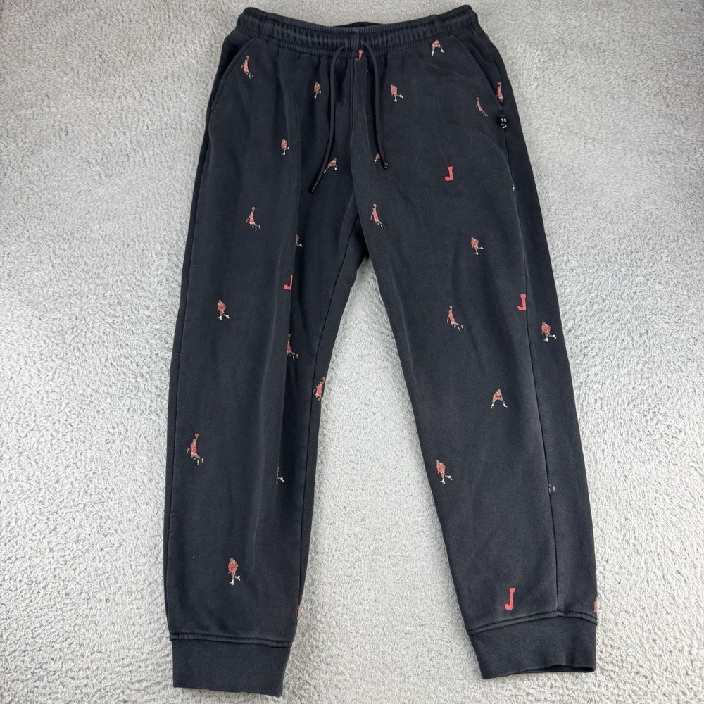 Jordan Essentials Statement Fleece Sweat Pants AOP Black Joggers Men's Large